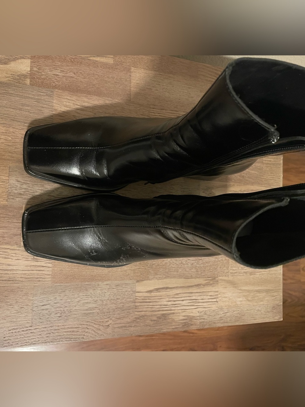 Jeffrey Campbell Black Square-Toe Leather Boots